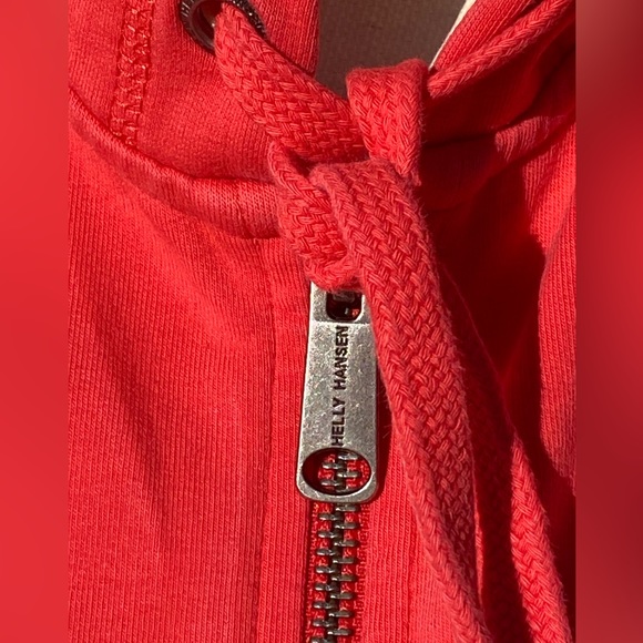 Helly Hanson full zip hoody sweatshirt 77 logo drawstring lined hood Medium red - Picture 2 of 10